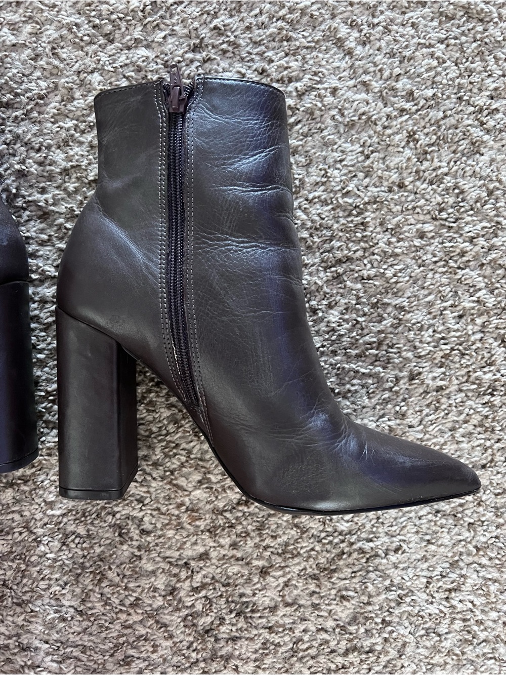 Steven Madden Dark Brown Pointed-Toe Block Heel Ankle Boots - Picture 4 of 11